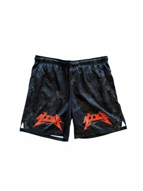 Nike Dri-FIT Graphic Training Shorts Men’s XL Black Orange Athletic Gym Shorts